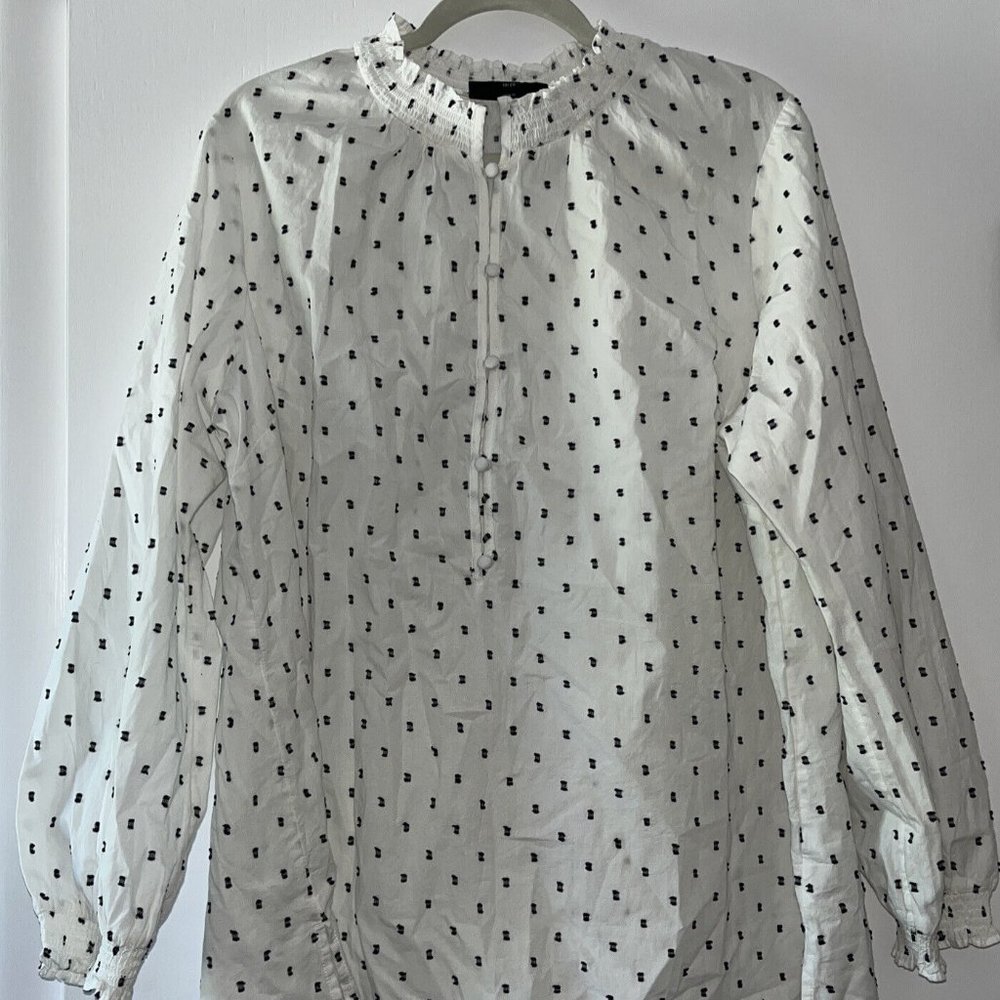 Lane Bryant Blouse Women’s Size 18/20 Black & White Embroidered Elastic Ruffle